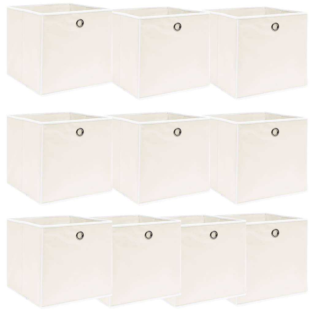 opbevaringskasser 10 stk. 32x32x32 stof hvid