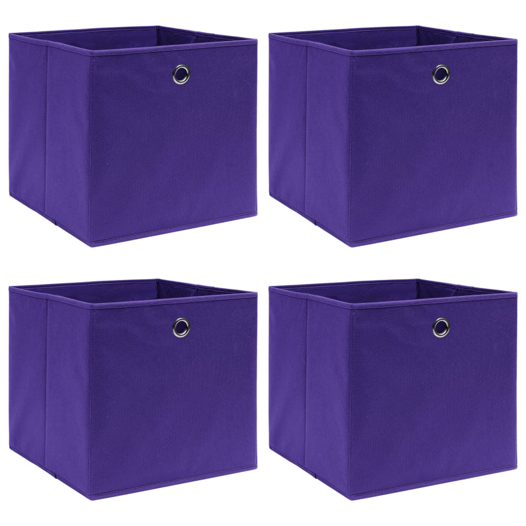 opbevaringskasser 4 stk. 32x32x32 stof lilla
