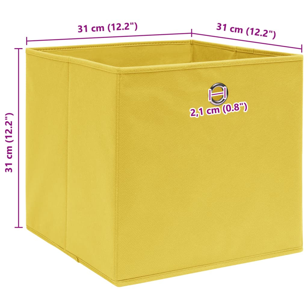 opbevaringskasser 4 stk. 32x32x32 stof gul