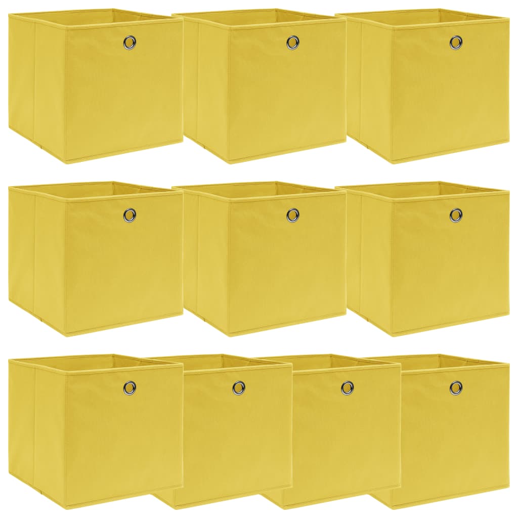 opbevaringskasser 10 stk. 32x32x32 stof gul