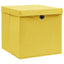 opbevaringskasser med låg 10 stk. 32x32x32 stof gul