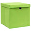 opbevaringskasser med låg 4 stk. 32x32x32 stof grøn