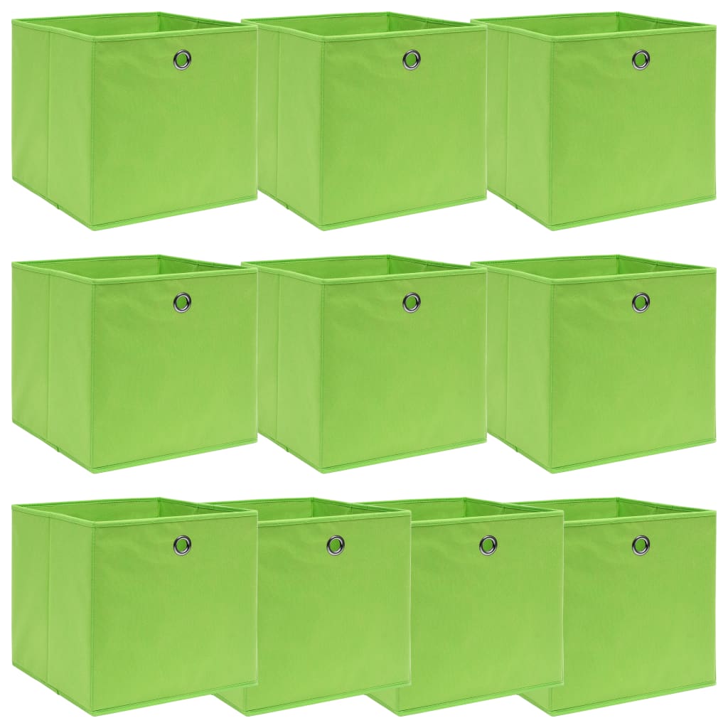 opbevaringskasser 10 stk. 32x32x32 stof grøn