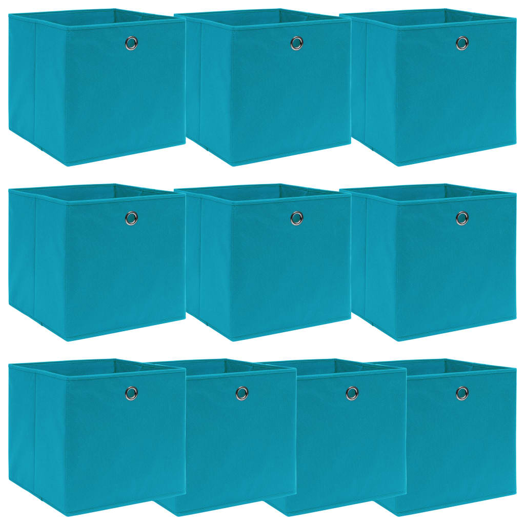 opbevaringskasser 10 stk. 32x32x32 stof babyblå