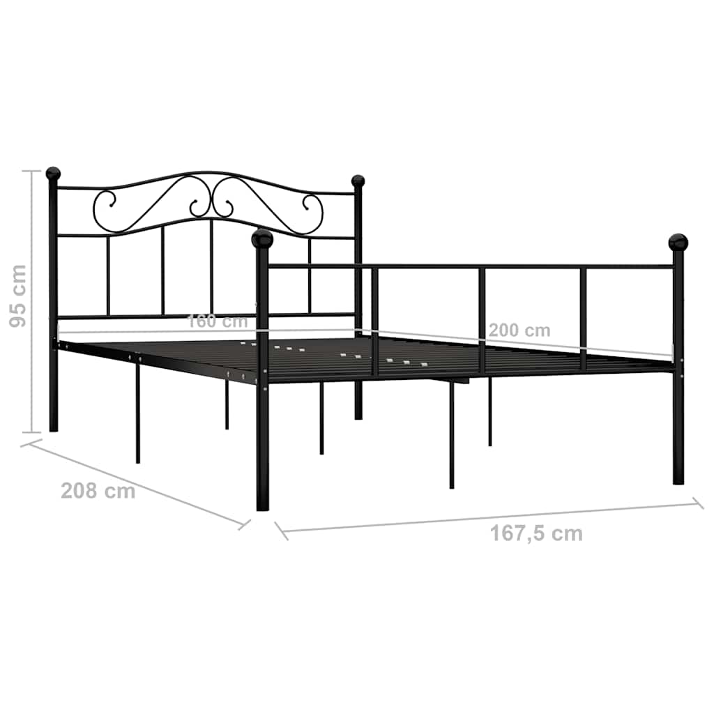 sengestel 160x200 cm metal sort