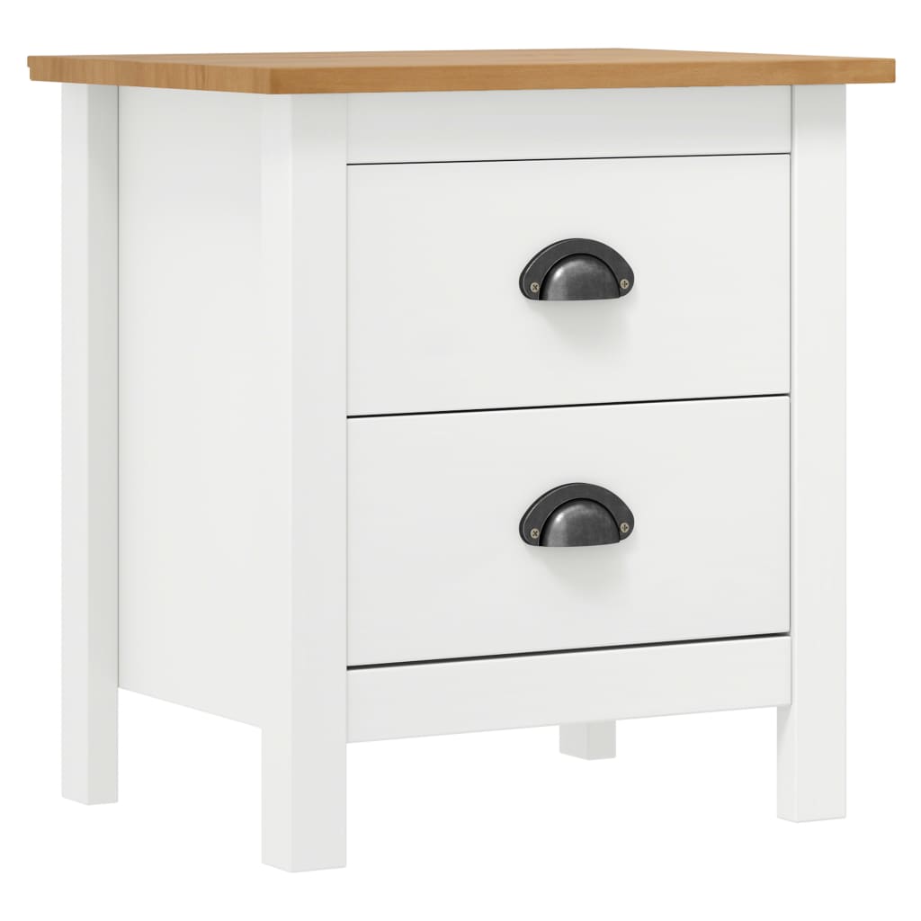 sengebord Hill 46x35x49,5 cm massivt fyrretræ hvid billede