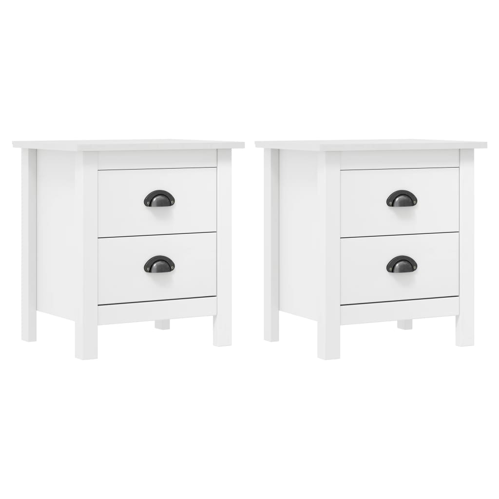 sengebord Hill 2 stk. 46x35x49,5 cm massivt fyrretræ hvid