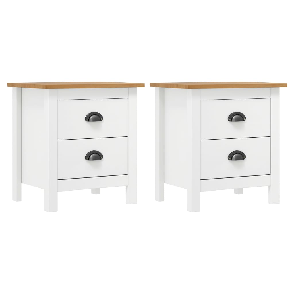 sengebord Hill 2 stk. 46x35x49,5 cm massivt fyrretræ hvid