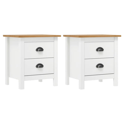 sengebord Hill 2 stk. 46x35x49,5 cm massivt fyrretræ hvid