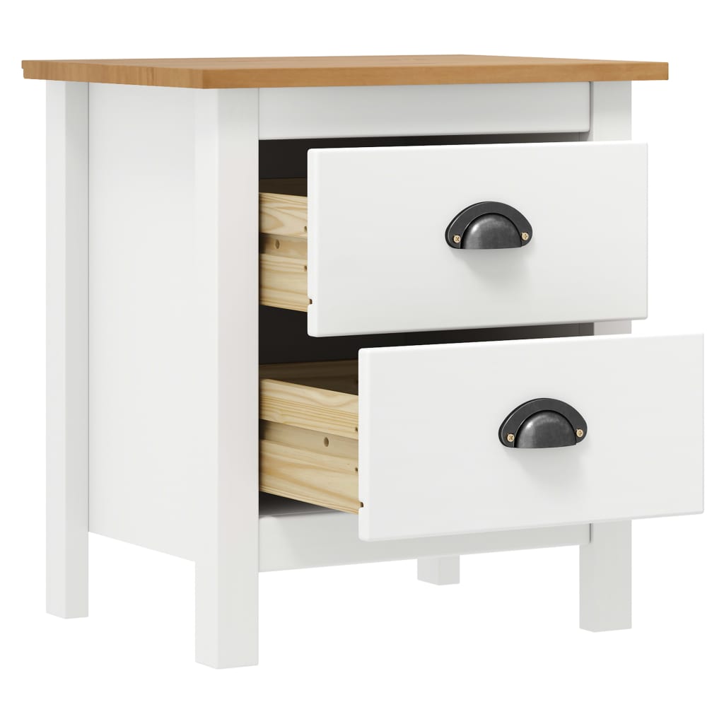 sengebord Hill 2 stk. 46x35x49,5 cm massivt fyrretræ hvid