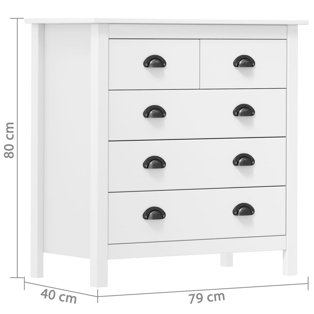 skænk Hill 79x40x80 cm massivt fyrretræ hvid