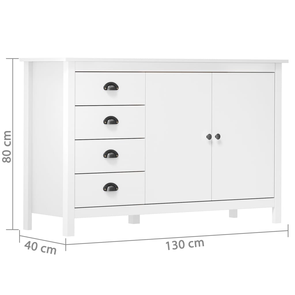 skænk Hill 130x40x80 cm massivt fyrretræ hvid