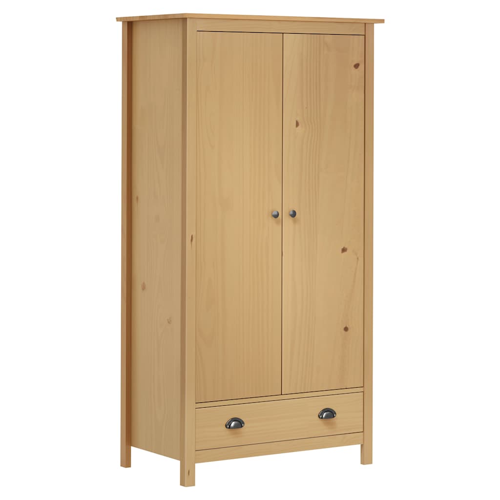 klædeskab med 2 låger Hill 89x50x170 cm massivt fyrretræ billede