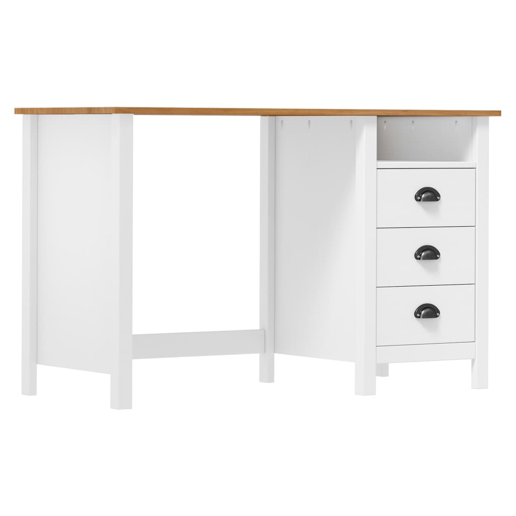 skrivebord Hill med 3 skuffer 120x50x74 cm massivt fyrretræ