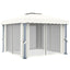 pavillon med gardin 3x3 m aluminium cremefarvet