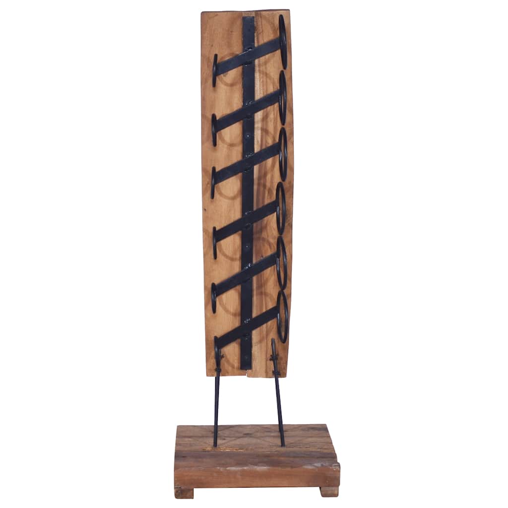 vinreol til 6 flasker 35x35x100 cm massivt teaktræ