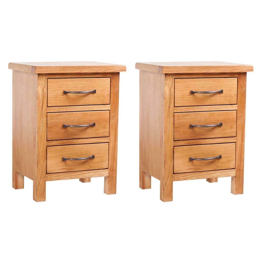 natborde 2 stk. 40x30x54 cm massivt egetræ billede