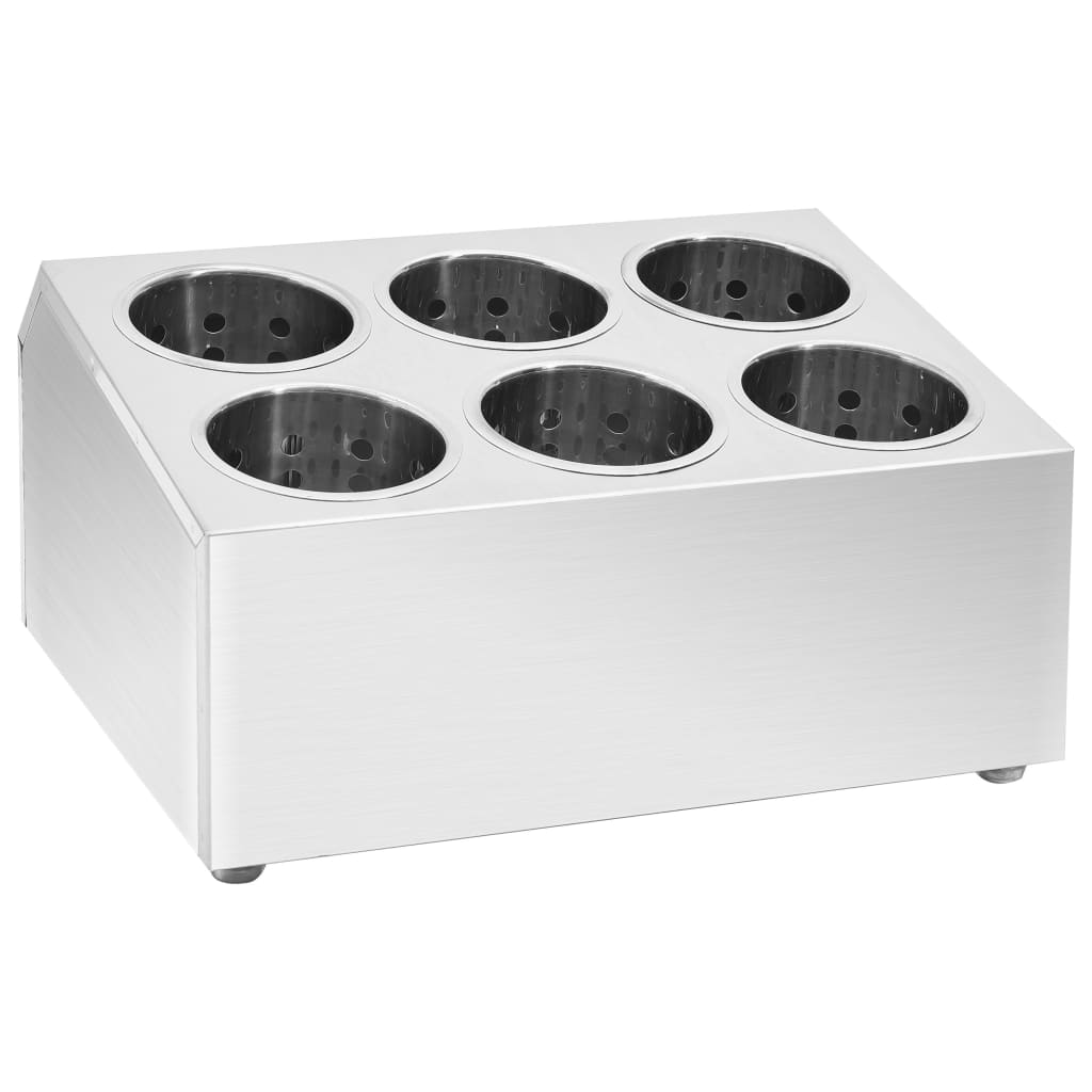 bestikholder 6 rum firkantet rustfrit stål