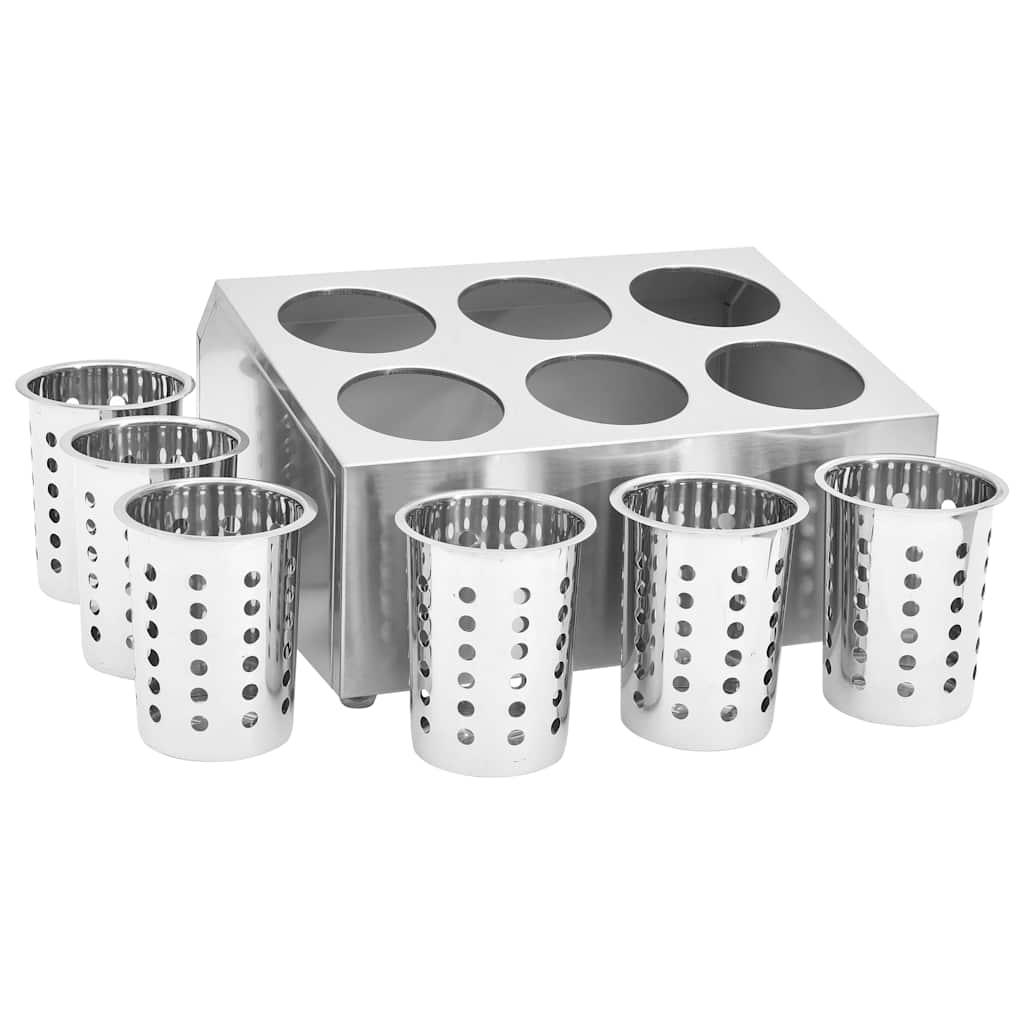 bestikholder 6 rum firkantet rustfrit stål