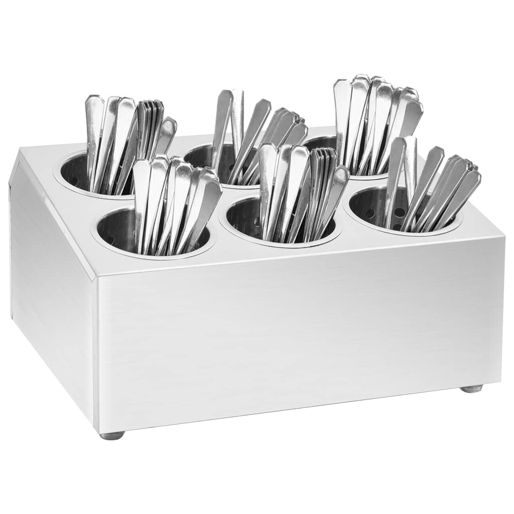 bestikholder 6 rum firkantet rustfrit stål billede