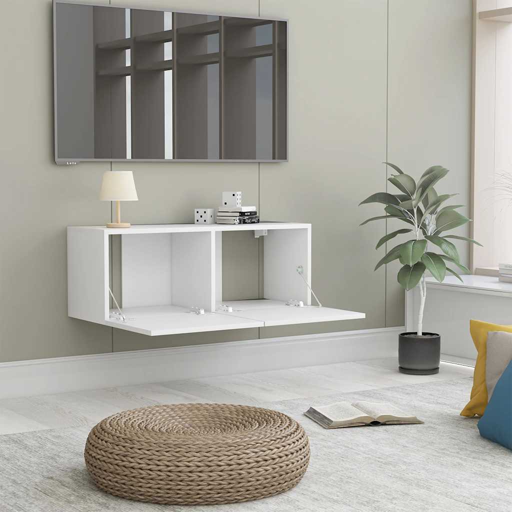 tv-bord 80x30x30 cm konstrueret træ hvid