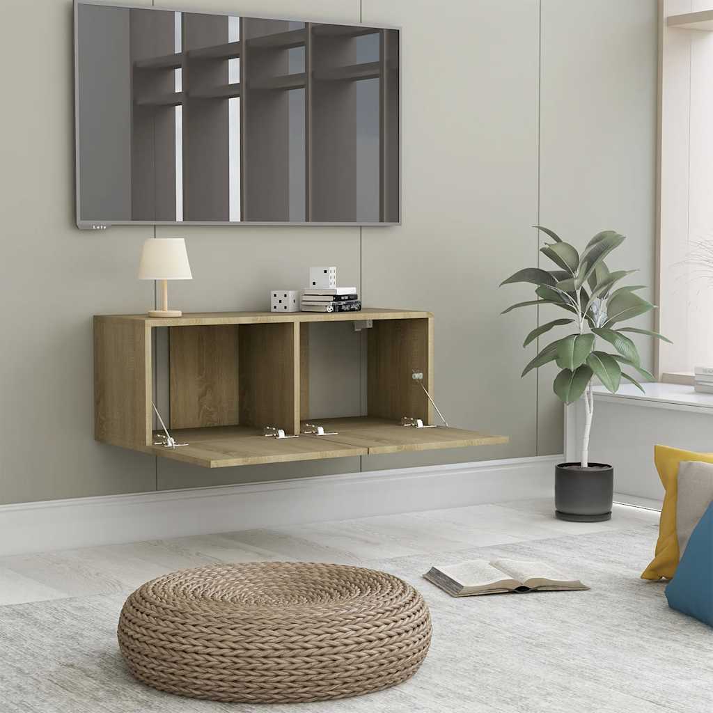 tv-bord 80x30x30 cm konstrueret træ sonoma-eg