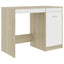 skrivebord 100x50x76 cm konstrueret træ hvid og sonoma-eg