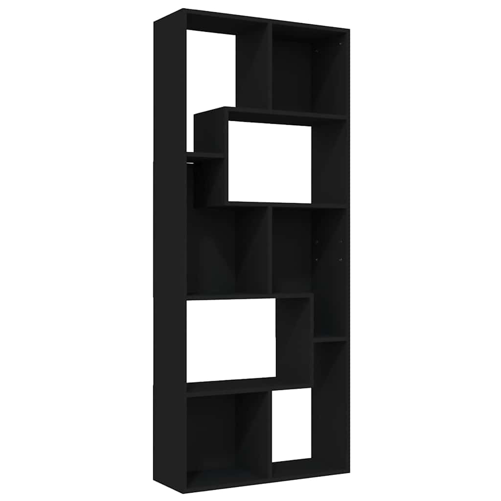 bogreol 67x24x161 cm konstrueret træ sort