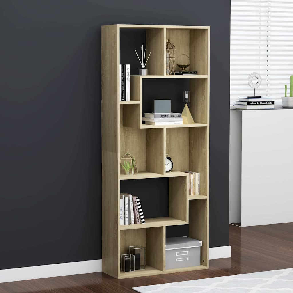 bogreol 67x24x161 cm konstrueret træ sonoma-eg billede