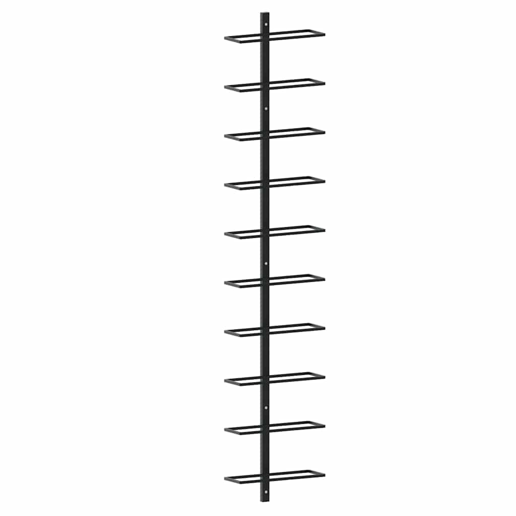 væghængt vinreol til 10 flasker metal sort