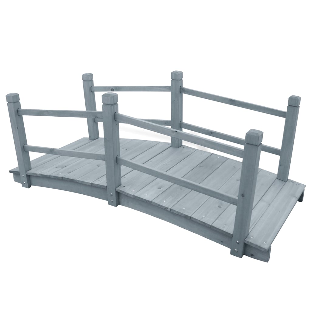 gangbro til haven 140x60x56 cm massivt fyrretræ grå billede