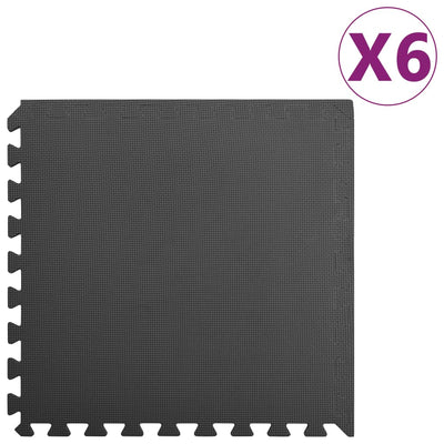 gulvmåtter 6 stk. 2,16 ㎡ EVA-skum sort