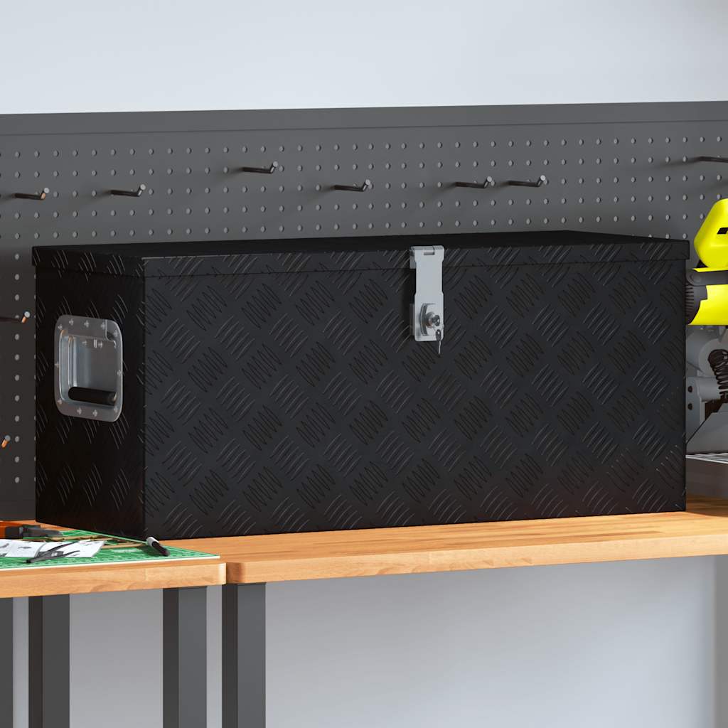 Aluminiumskasse 80×30×35 cm - sort værktøjskasse med lås