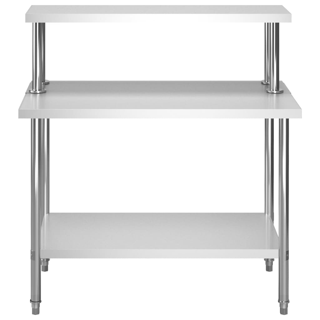 arbejdsbord til køkken med tophylde 120x60x120 cm rustfrit stål