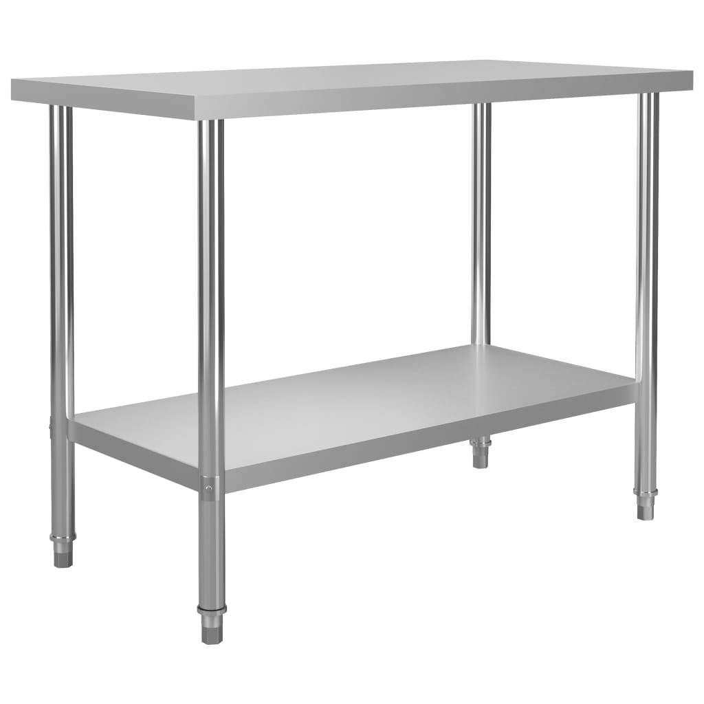 arbejdsbord til køkken med tophylde 120x60x120 cm rustfrit stål