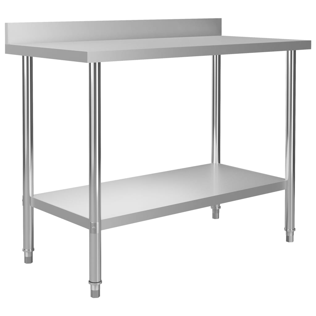 arbejdsbord til køkken med tophylde 120x60x120 cm rustfrit stål