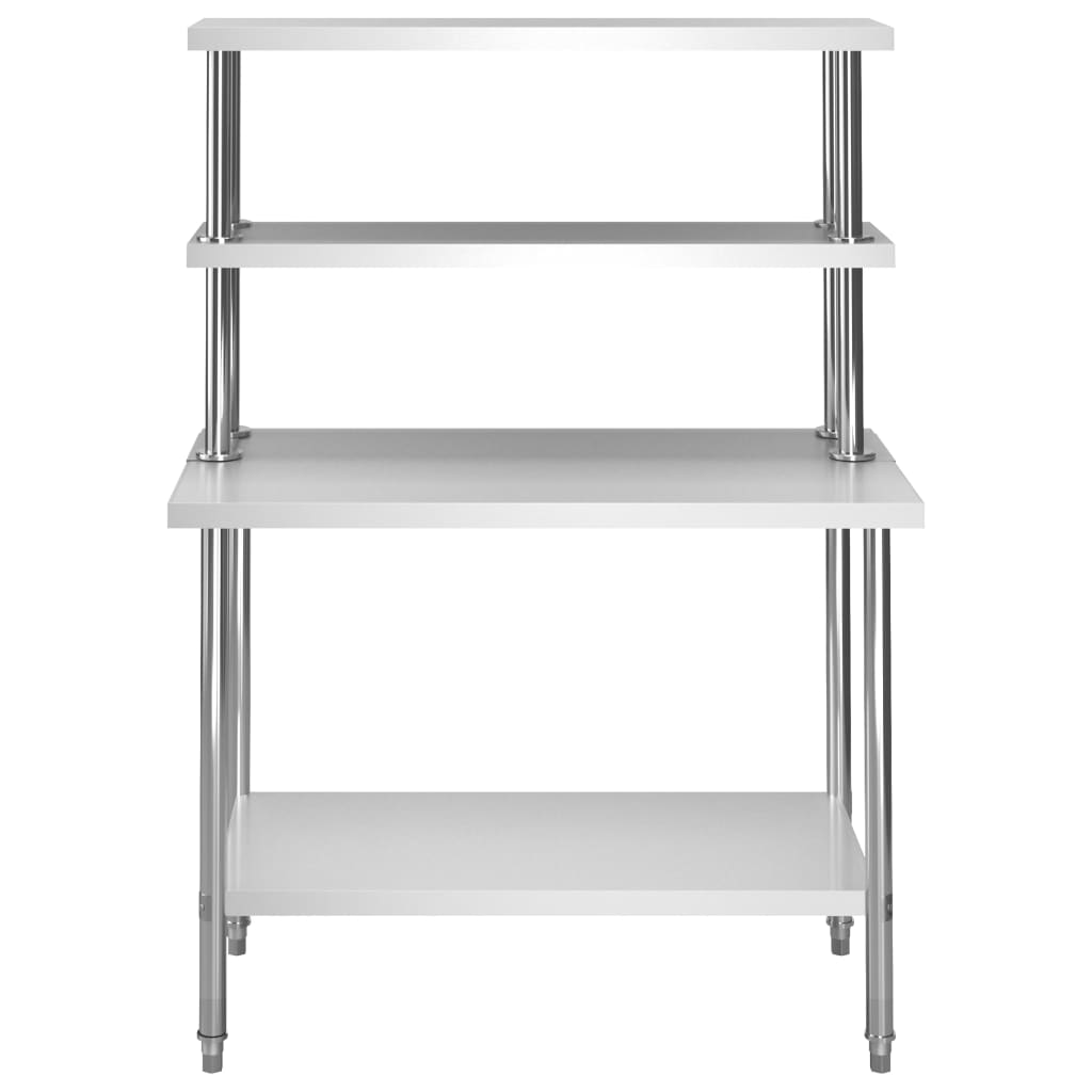 arbejdsbord til køkken med tophylde 120x60x150 cm rustfrit stål