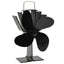 varmedrevet ovnventilator 4 blade sort