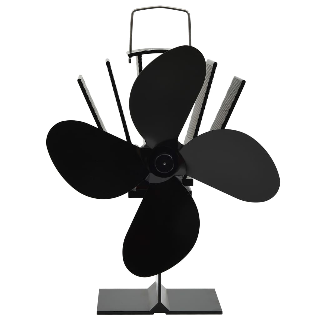 varmedrevet ovnventilator 4 blade sort