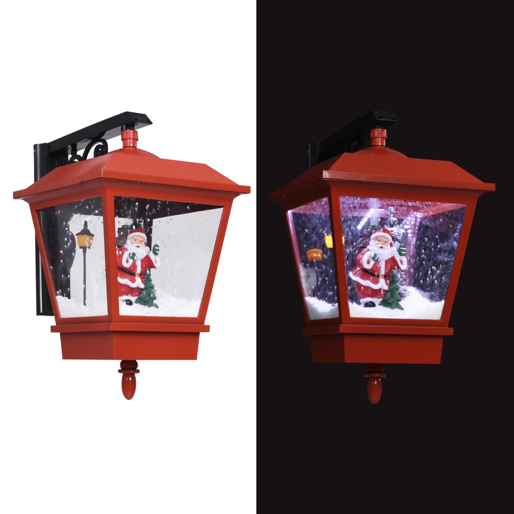 julelampe med LED-lys og julemand 40x27x45 cm rød