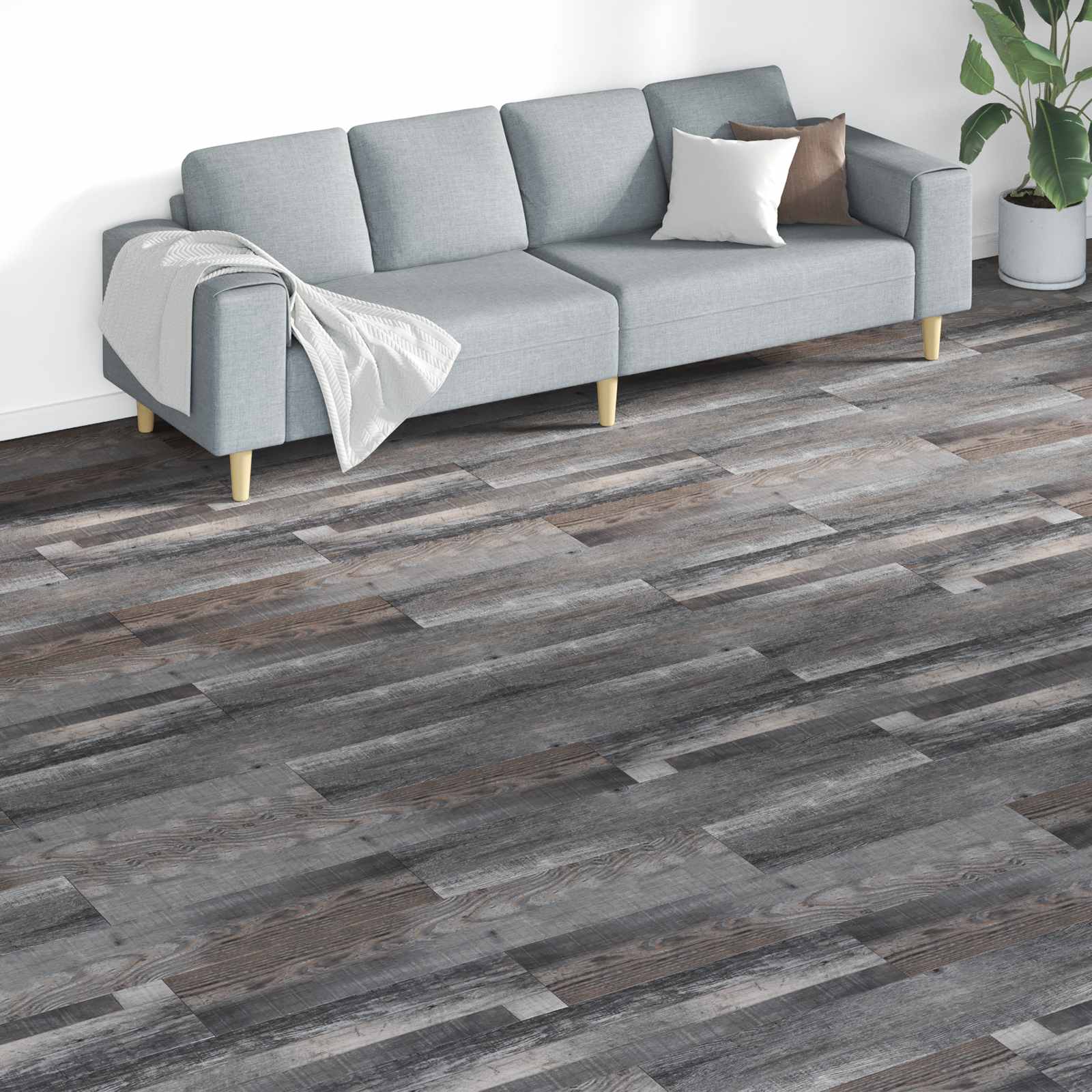 Gulvplanker 18 pcs Grå 5,26 m² PVC billede