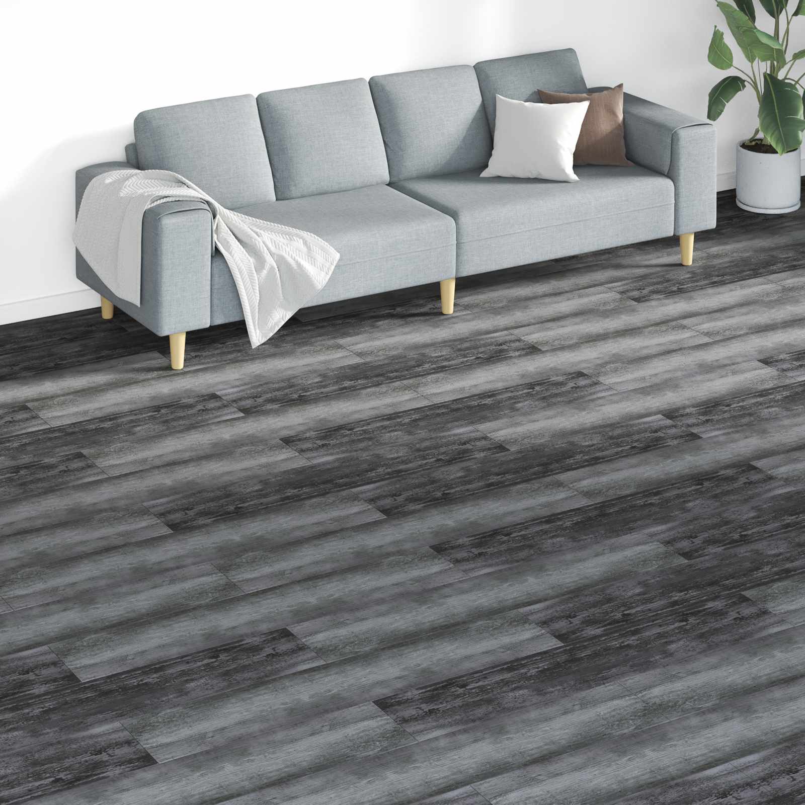 Gulvplanker 18 pcs Grå 5,26 m² PVC billede