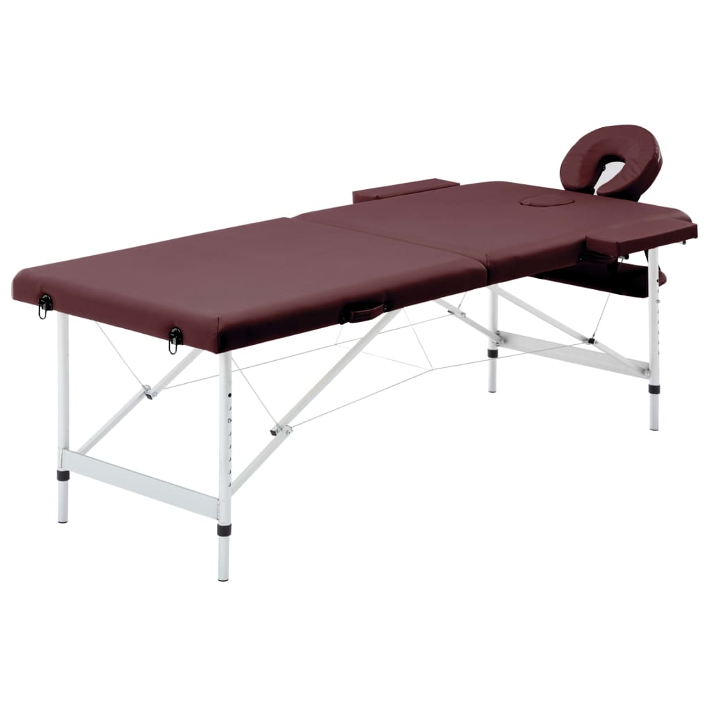 sammenfoldeligt massagebord med aluminiumsstel 2 zoner lilla