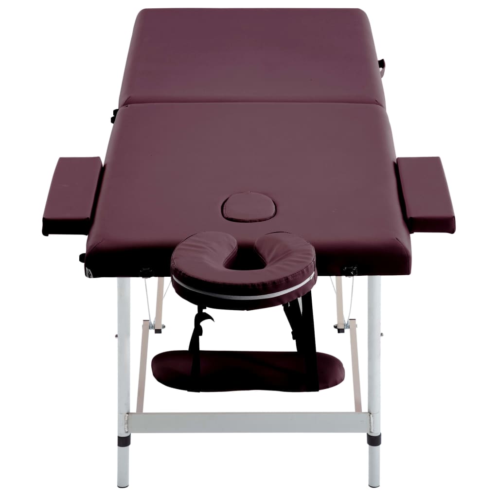 sammenfoldeligt massagebord med aluminiumsstel 2 zoner lilla