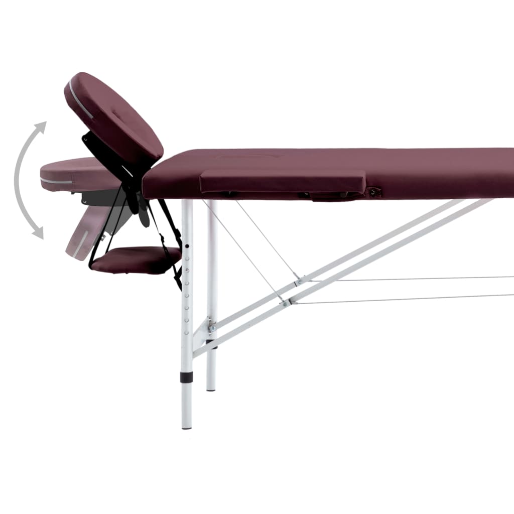 sammenfoldeligt massagebord med aluminiumsstel 2 zoner lilla