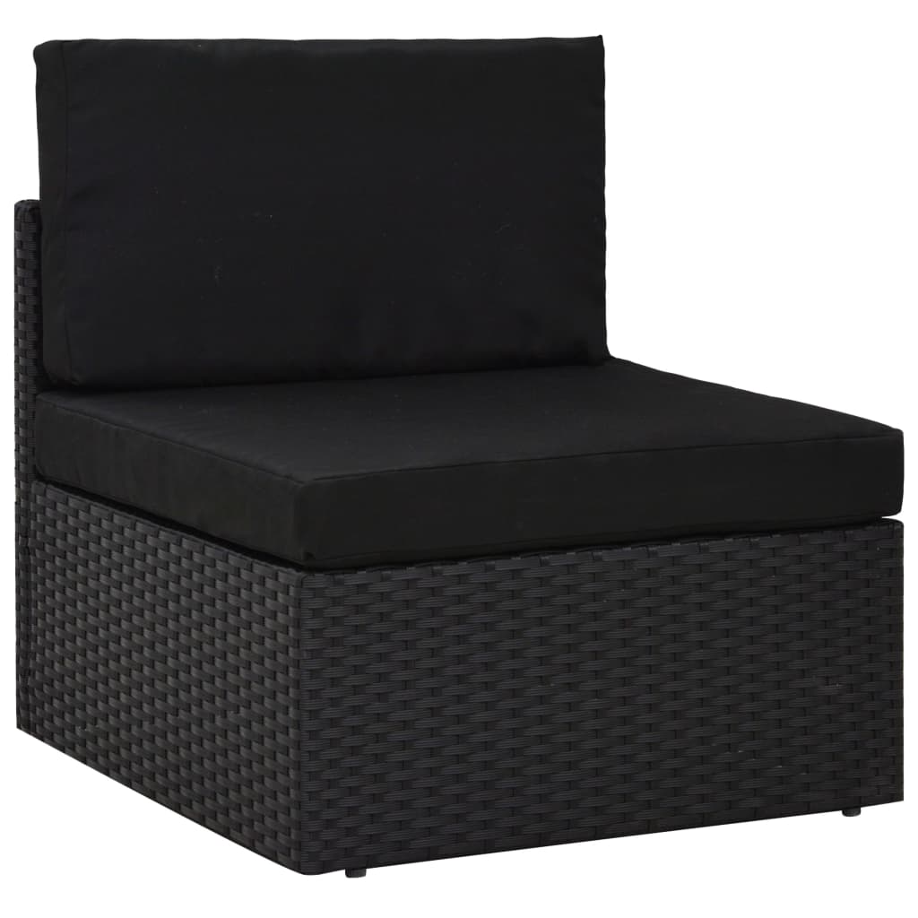 loungesæt til haven 4 dele polyrattan sort