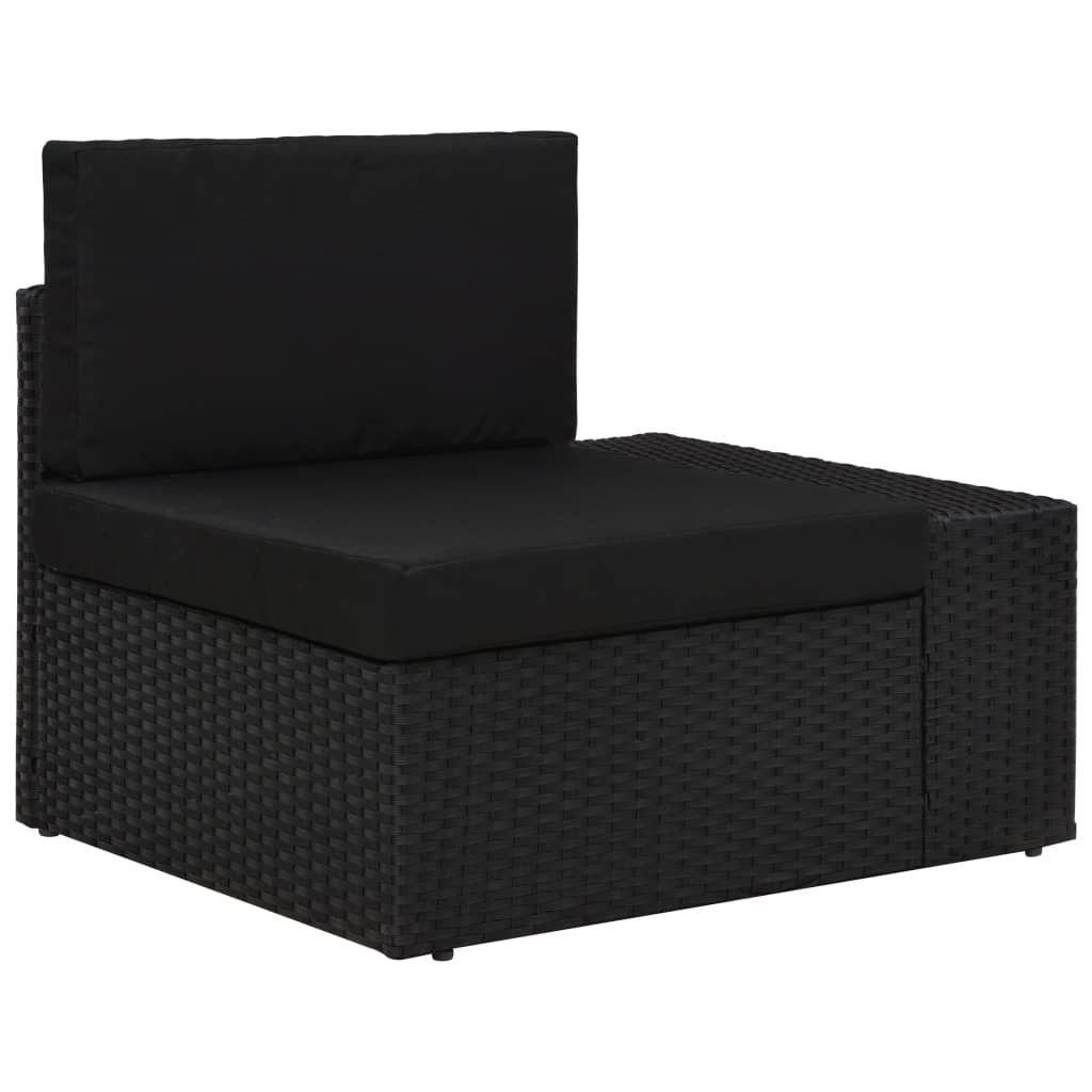 loungesæt til haven 7 dele polyrattan sort