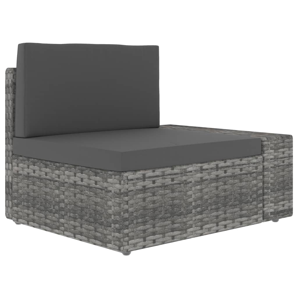 loungesæt til haven 6 dele polyrattan grå