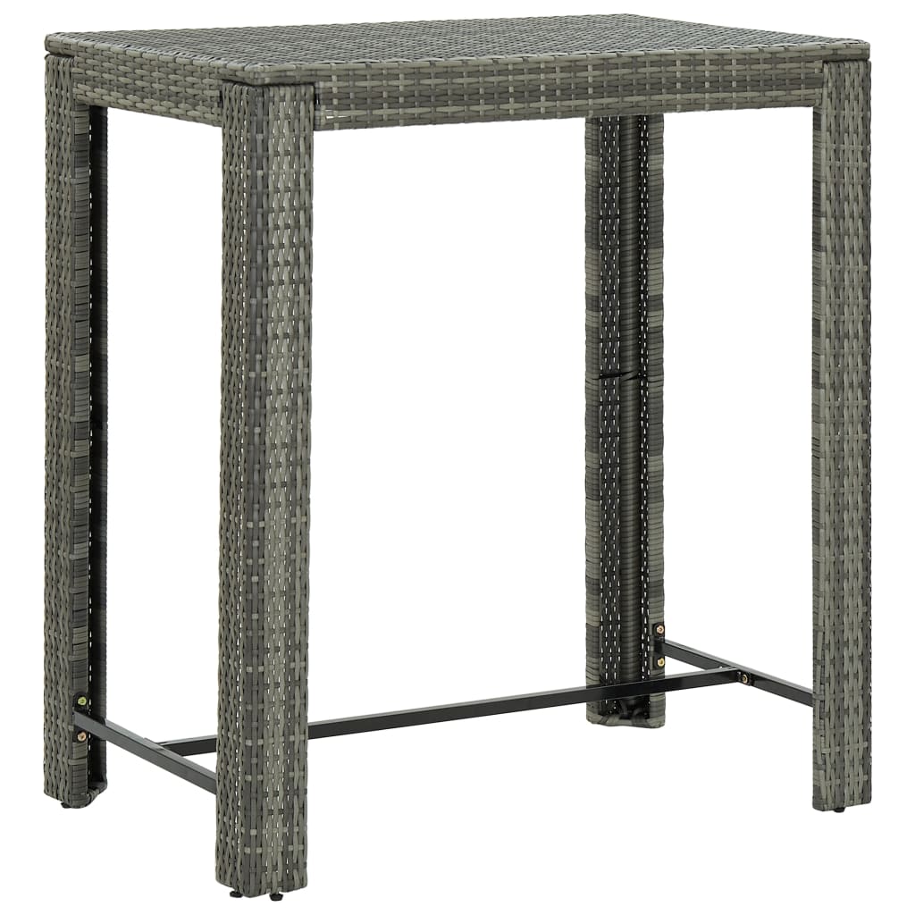 barbord til haven 100x60,5x110,5 cm polyrattan grå billede