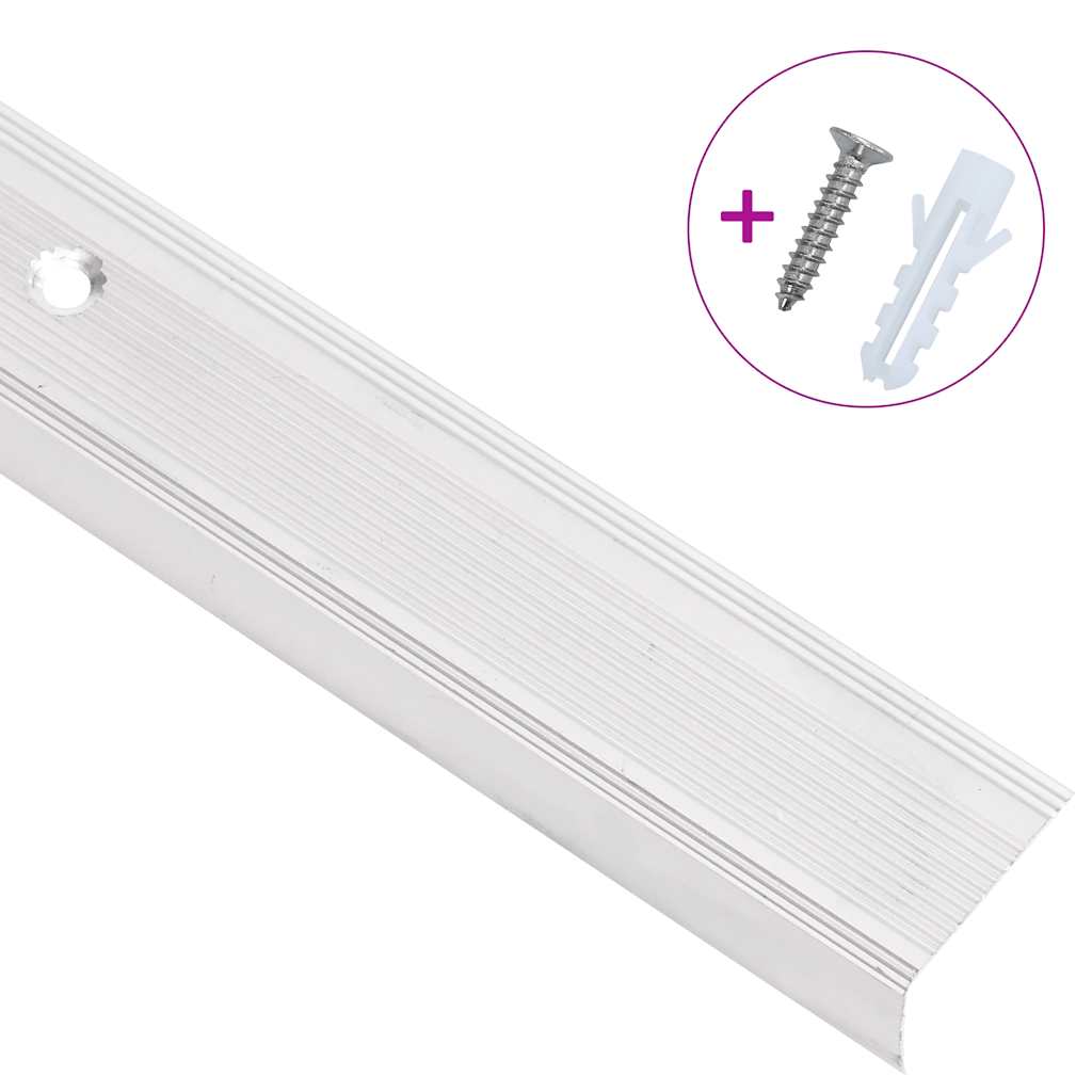trappelister 5 stk. L-facon 100 cm aluminium sølvfarvet